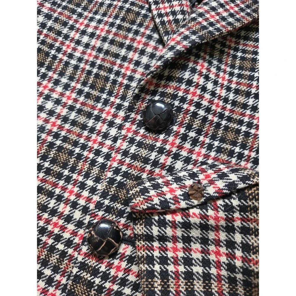 Vintage Botany 500 Levy Bros Pure Wool Plaid Blazer Sport Coat Red Brown 40 GUC